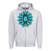 Heather Grey turqoise gemstone Zipper Hoodie - AdoDesignShop