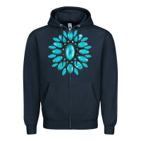Navy turqoise gemstone Zipper Hoodie - AdoDesignShop
