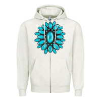 Oatmeal Heather turqoise gemstone Zipper Hoodie - AdoDesignShop
