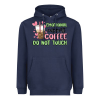 Navy emotional support coffee do not touch Heavyweight Hoodie - MaliasSmallBusiness