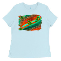 Baby Blue westerb aztec and leopard background Ladies Tee - AdoDesignShop