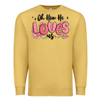 Antique Gold oh how he loves us Premium Sweatshirt - MaliasSmallBusiness