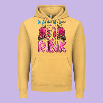 In October We Wear Pink Vintage Hoodie Designed By Zillion Design Studio