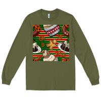 Army Green christmas cake seamless pattern Long Sleeve Tee - BundleAndBundleShop