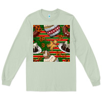 Matcha christmas cake seamless pattern Long Sleeve Tee - BundleAndBundleShop
