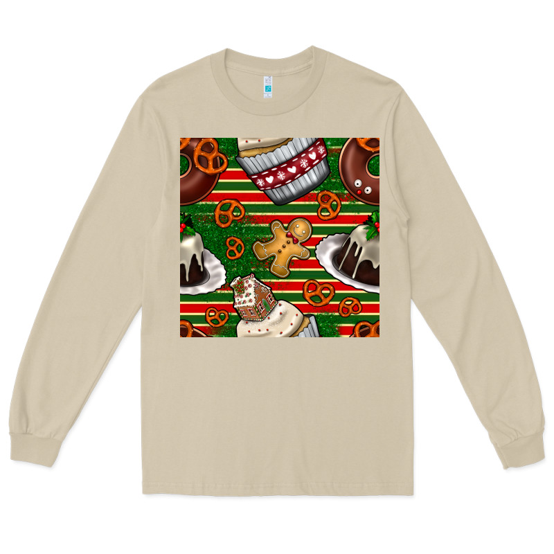 Christmas Cake Seamless Pattern Long Sleeve Tee by BundleAndBundleShop | Teevron