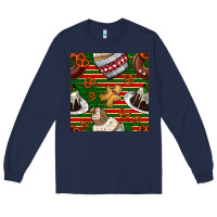 Navy christmas cake seamless pattern Long Sleeve Tee - BundleAndBundleShop