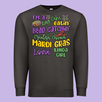 I'm A King Cake Eatin' Mardi Gras Lovin' Kinda Gir Premium Sweatshirt Designed By Maliassmallbusiness