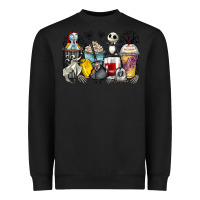 Black cartoon characters coffee cups Heavyweight Sweatshirt - Zillion Design Studio
