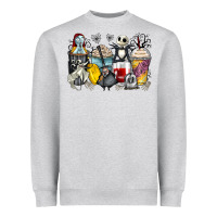Heather Grey cartoon characters coffee cups Heavyweight Sweatshirt - Zillion Design Studio