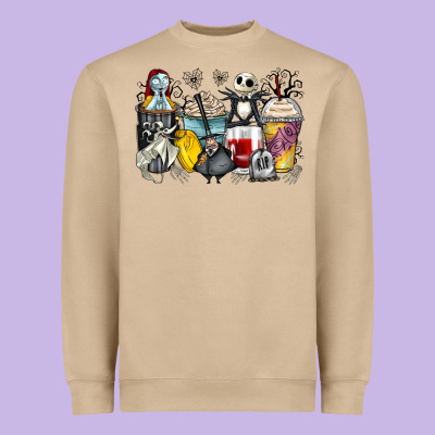 Cartoon Characters Coffee Cups Heavyweight Sweatshirt Designed By Zillion Design Studio