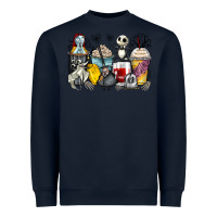 Navy cartoon characters coffee cups Heavyweight Sweatshirt - Zillion Design Studio
