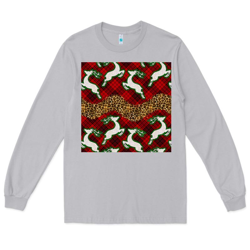 Christmas Deer And Plaid Seamless Pattern Long Sleeve Tee by BundleAndBundleShop | Teevron