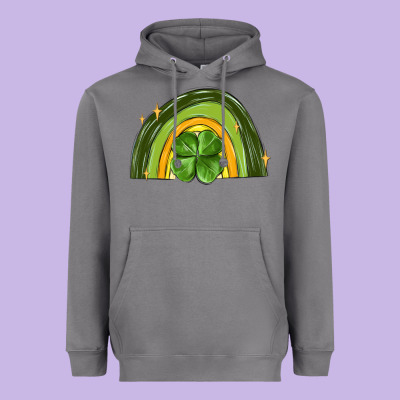 St Patrick S Day Shamrock Rainbow Heavyweight Hoodie Designed By Maliassmallbusiness