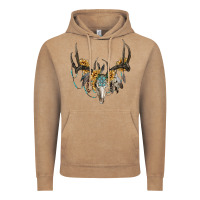 Vintage Coffee boho deer skull sunflowers and gemstone Vintage Hoodie - RanaPortraitStore