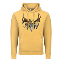 Vintage Mustard boho deer skull sunflowers and gemstone Vintage Hoodie - RanaPortraitStore