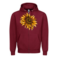Burgundy sunflower Zipper Hoodie - AdoDesignShop