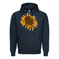 Navy sunflower Zipper Hoodie - AdoDesignShop