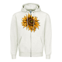 Oatmeal Heather sunflower Zipper Hoodie - AdoDesignShop