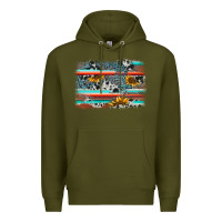 Army Green serape cowhide sunflower background Premium Hoodie - AdoDesignShop