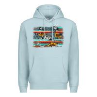 Blue Mist serape cowhide sunflower background Premium Hoodie - AdoDesignShop