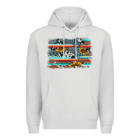 Dove Grey serape cowhide sunflower background Premium Hoodie - AdoDesignShop
