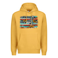 Mustard serape cowhide sunflower background Premium Hoodie - AdoDesignShop