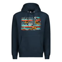 Navy serape cowhide sunflower background Premium Hoodie - AdoDesignShop