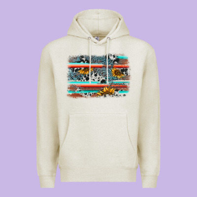 Serape Cowhide Sunflower Background Premium Hoodie Designed By Adodesignshop