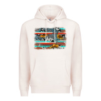 Pale Pink serape cowhide sunflower background Premium Hoodie - AdoDesignShop