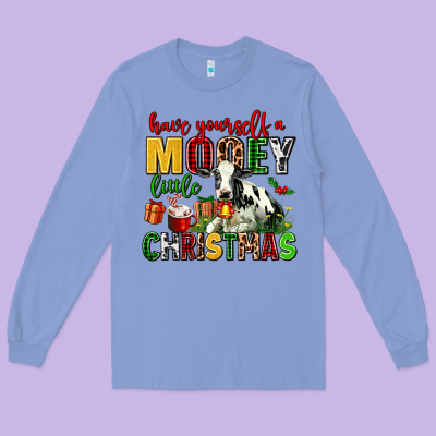 Have Yourself A Mooey Little Christmas Long Sleeve Tee Designed By Adodesignshop