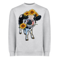 Heather Grey heifer cow Heavyweight Sweatshirt - RanaPortraitStore