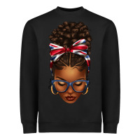 Black union jack flag afro messy bun Heavyweight Sweatshirt - texasbilliewilder
