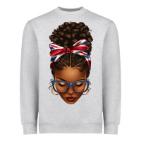 Union Jack Flag Afro Messy Bun Heavyweight Sweatshirt | Teevron
