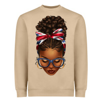 Mushroom union jack flag afro messy bun Heavyweight Sweatshirt - texasbilliewilder