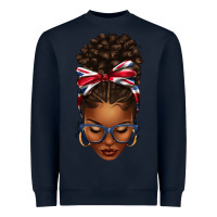 Navy union jack flag afro messy bun Heavyweight Sweatshirt - texasbilliewilder