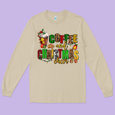 Coffee And Christmas Cheer Long Sleeve Tee Designed By Adodesignshop