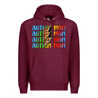 Burgundy autism mom lightning bolt Premium Hoodie - LillyAllenDesigns