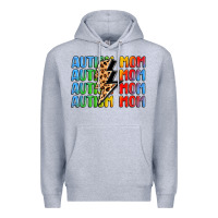 Heather Grey autism mom lightning bolt Premium Hoodie - LillyAllenDesigns