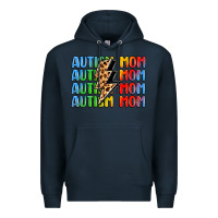 Navy autism mom lightning bolt Premium Hoodie - LillyAllenDesigns
