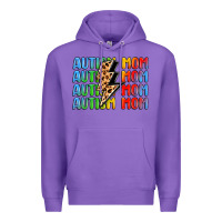 Purple autism mom lightning bolt Premium Hoodie - LillyAllenDesigns