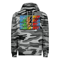Slate Camo autism mom lightning bolt Premium Hoodie - LillyAllenDesigns
