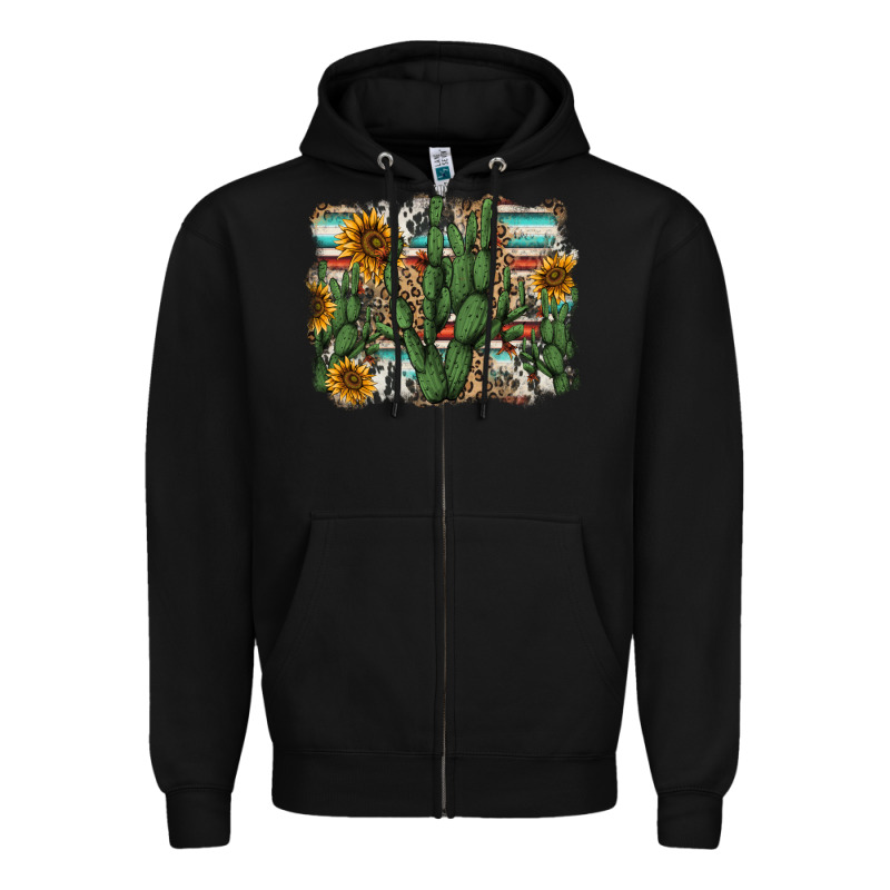 Serape Sunflowers Cactus Zipper Hoodie by AdoDesignShop | Teevron