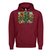 Burgundy serape sunflowers cactus Zipper Hoodie - AdoDesignShop