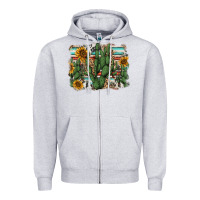 Heather Grey serape sunflowers cactus Zipper Hoodie - AdoDesignShop