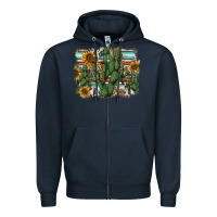 Navy serape sunflowers cactus Zipper Hoodie - AdoDesignShop