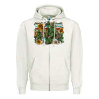 Oatmeal Heather serape sunflowers cactus Zipper Hoodie - AdoDesignShop