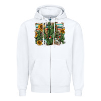 White serape sunflowers cactus Zipper Hoodie - AdoDesignShop