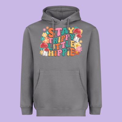 Stay Trippy Little Hippie Heavyweight Hoodie Designed By Maliassmallbusiness
