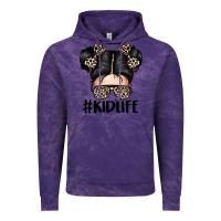 Cloud Purple kid life leopard messy bun Vintage Hoodie - texasbilliewilder